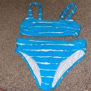 Blue & white patterned bikini